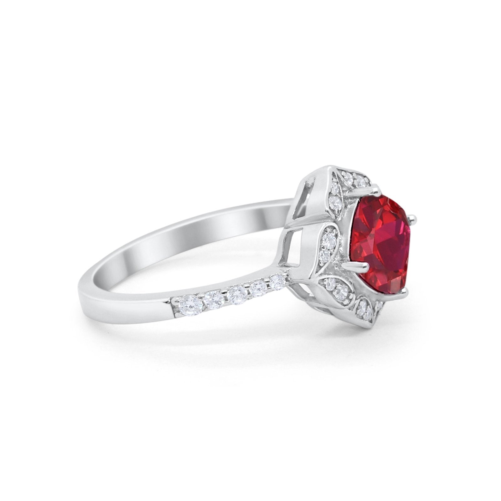 Cushion Art Deco Halo Wedding Engagement 925 Sterling Silver Round Cubic Zirconia