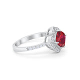 Cushion Art Deco Halo Wedding Engagement 925 Sterling Silver Round Cubic Zirconia