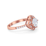 Cushion Art Deco Halo Wedding Engagement 925 Sterling Silver Round Cubic Zirconia