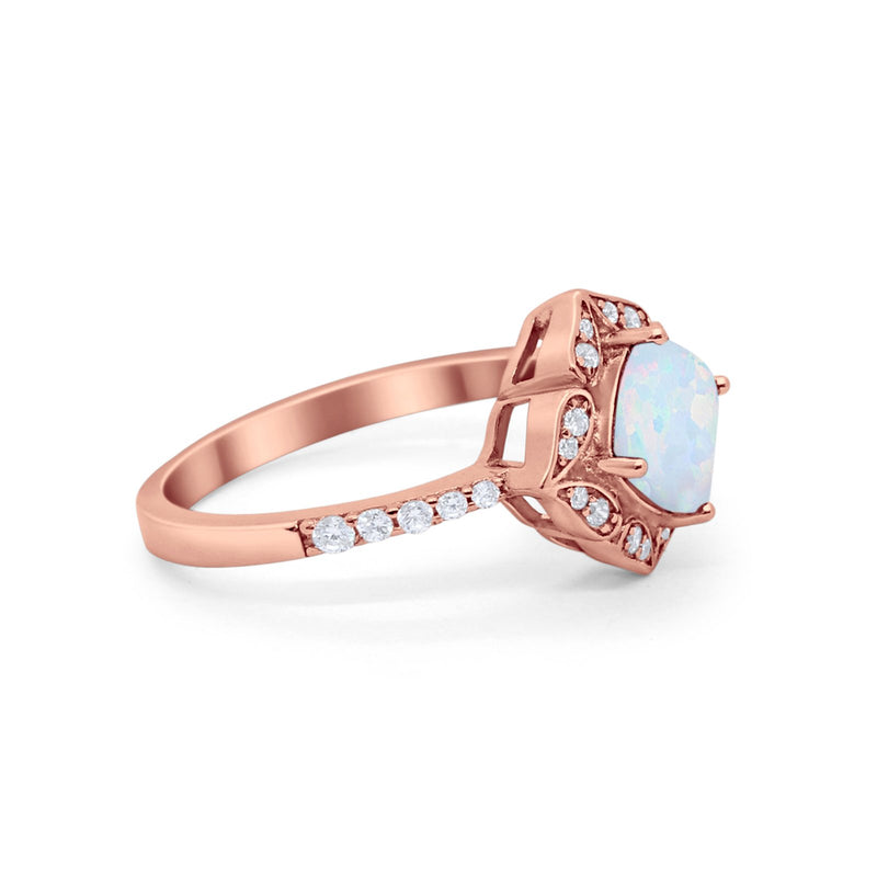 Cushion Art Deco Halo Wedding Engagement 925 Sterling Silver Round Cubic Zirconia