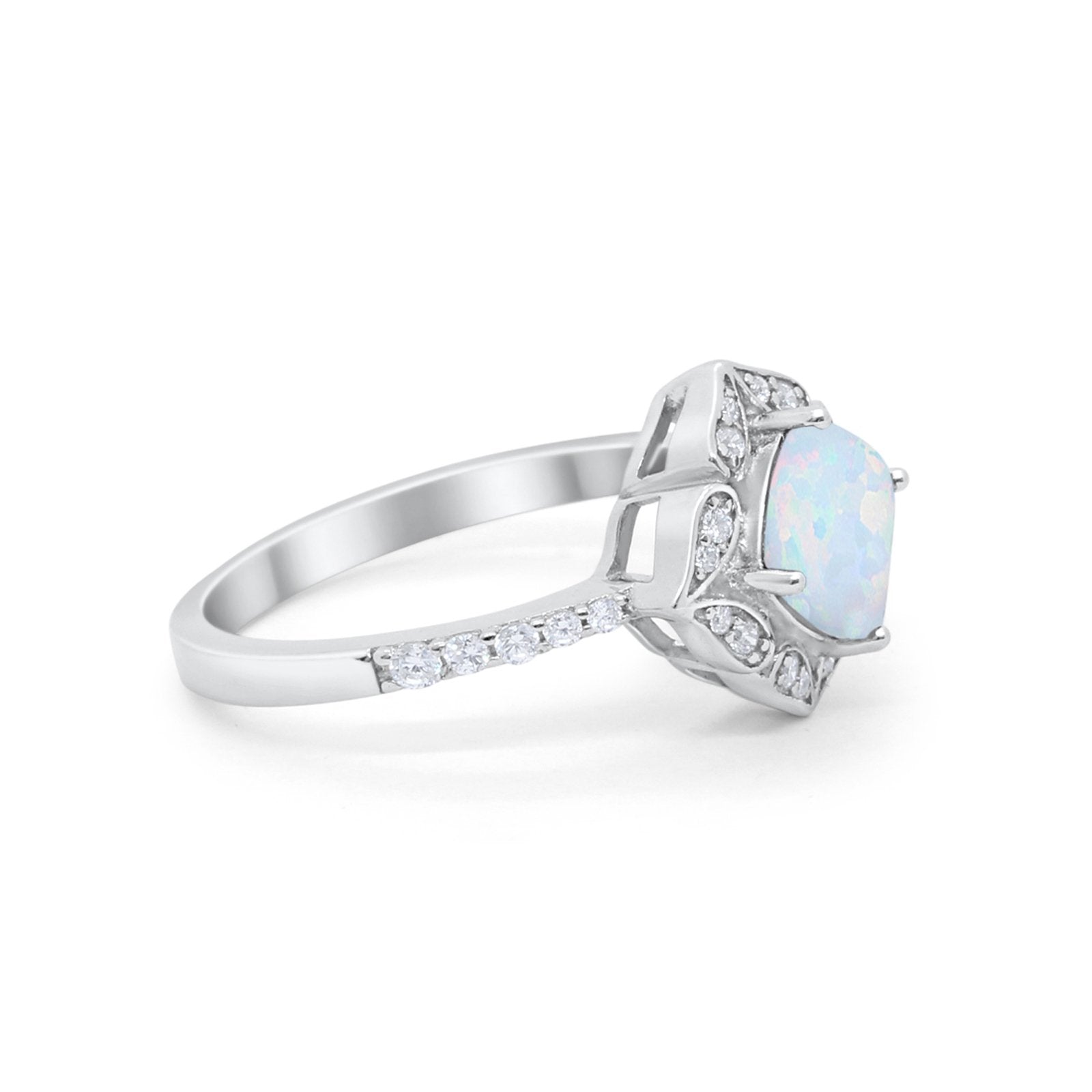 Cushion Art Deco Halo Wedding Engagement 925 Sterling Silver Round Cubic Zirconia