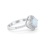 Cushion Art Deco Halo Wedding Engagement 925 Sterling Silver Round Cubic Zirconia