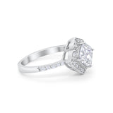 Cushion Art Deco Halo Wedding Engagement 925 Sterling Silver Round Cubic Zirconia