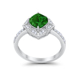 Cushion Art Deco Halo Wedding Engagement 925 Sterling Silver Round Cubic Zirconia