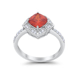 Cushion Art Deco Halo Wedding Engagement 925 Sterling Silver Round Cubic Zirconia