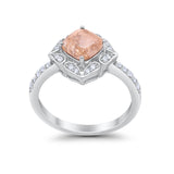 Cushion Art Deco Halo Wedding Engagement 925 Sterling Silver Round Cubic Zirconia