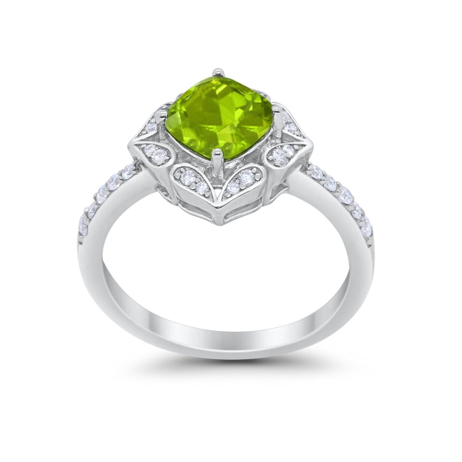 Cushion Art Deco Halo Wedding Engagement 925 Sterling Silver Round Cubic Zirconia