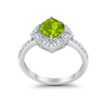 Cushion Art Deco Halo Wedding Engagement 925 Sterling Silver Round Cubic Zirconia