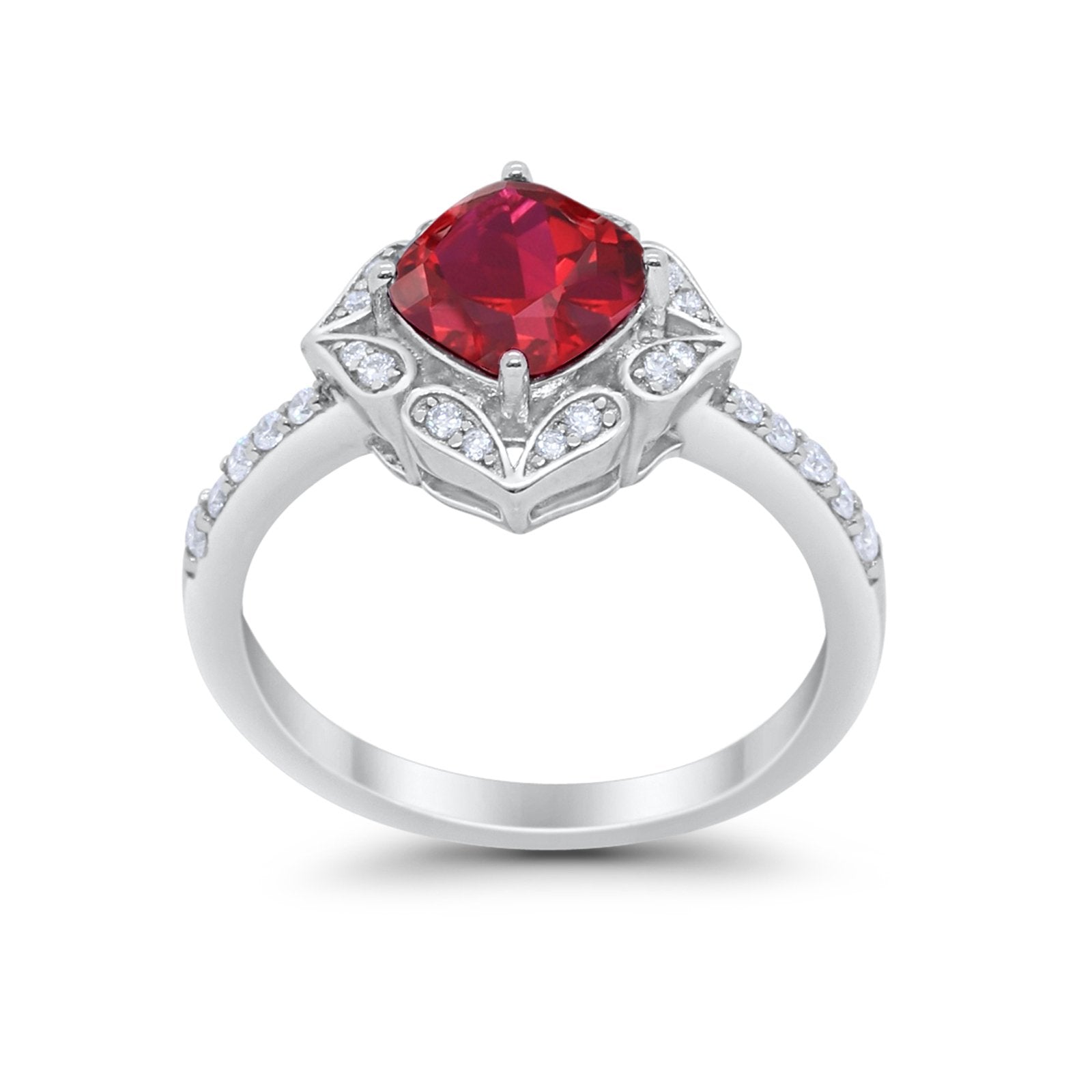 Cushion Art Deco Halo Wedding Engagement 925 Sterling Silver Round Cubic Zirconia