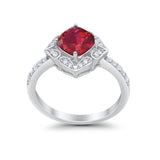 Cushion Art Deco Halo Wedding Engagement 925 Sterling Silver Round Cubic Zirconia