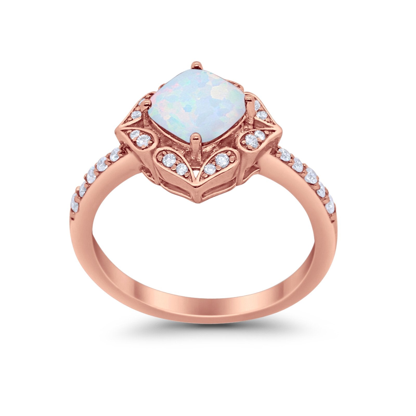 Cushion Art Deco Halo Wedding Engagement 925 Sterling Silver Round Cubic Zirconia