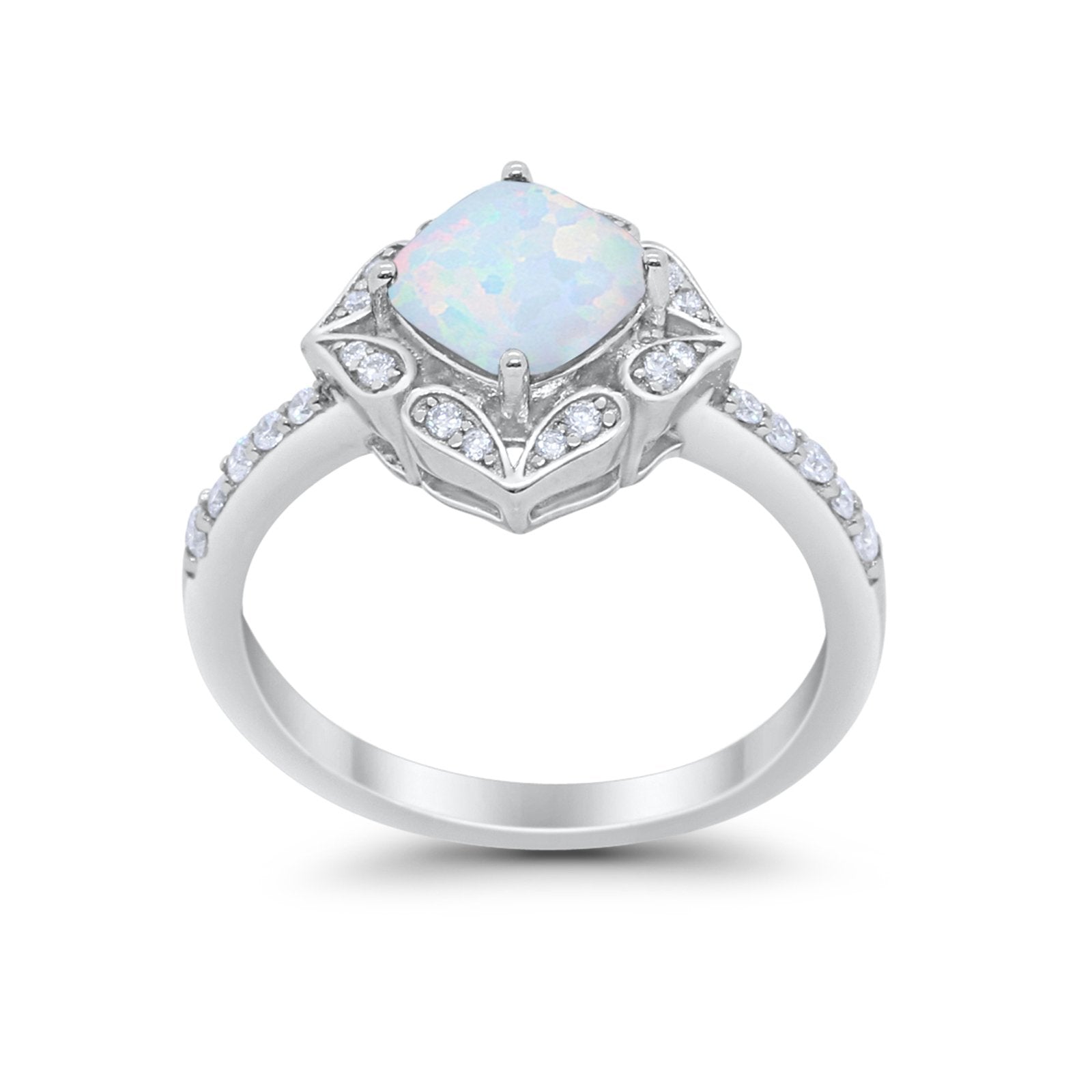 Cushion Art Deco Halo Wedding Engagement 925 Sterling Silver Round Cubic Zirconia