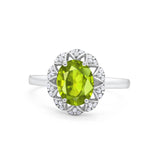 Oval Art Deco Wedding Engagement Ring Halo Round Cubic Zirconia 925 Sterling Silver