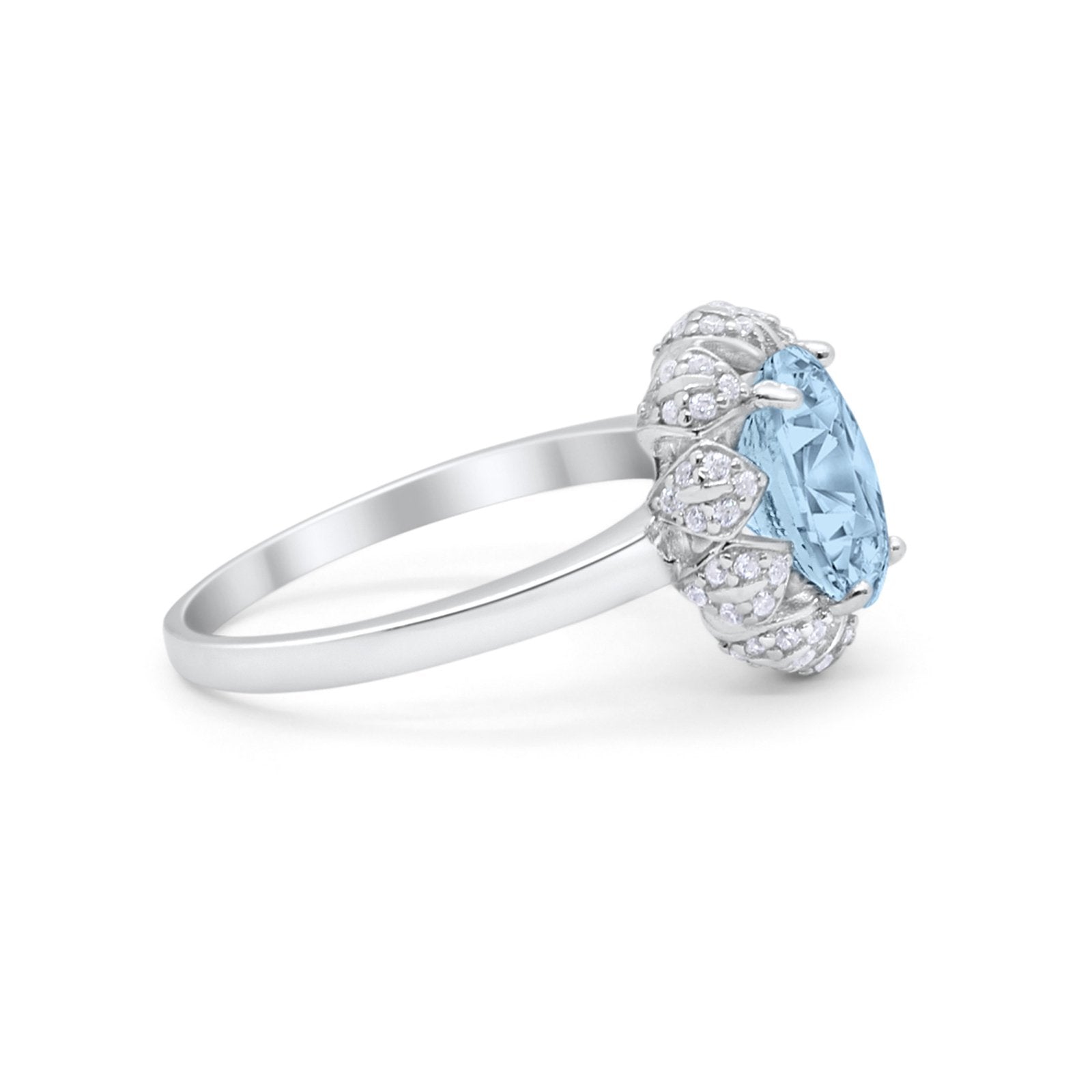 Oval Art Deco Wedding Engagement Ring Halo Round Cubic Zirconia 925 Sterling Silver