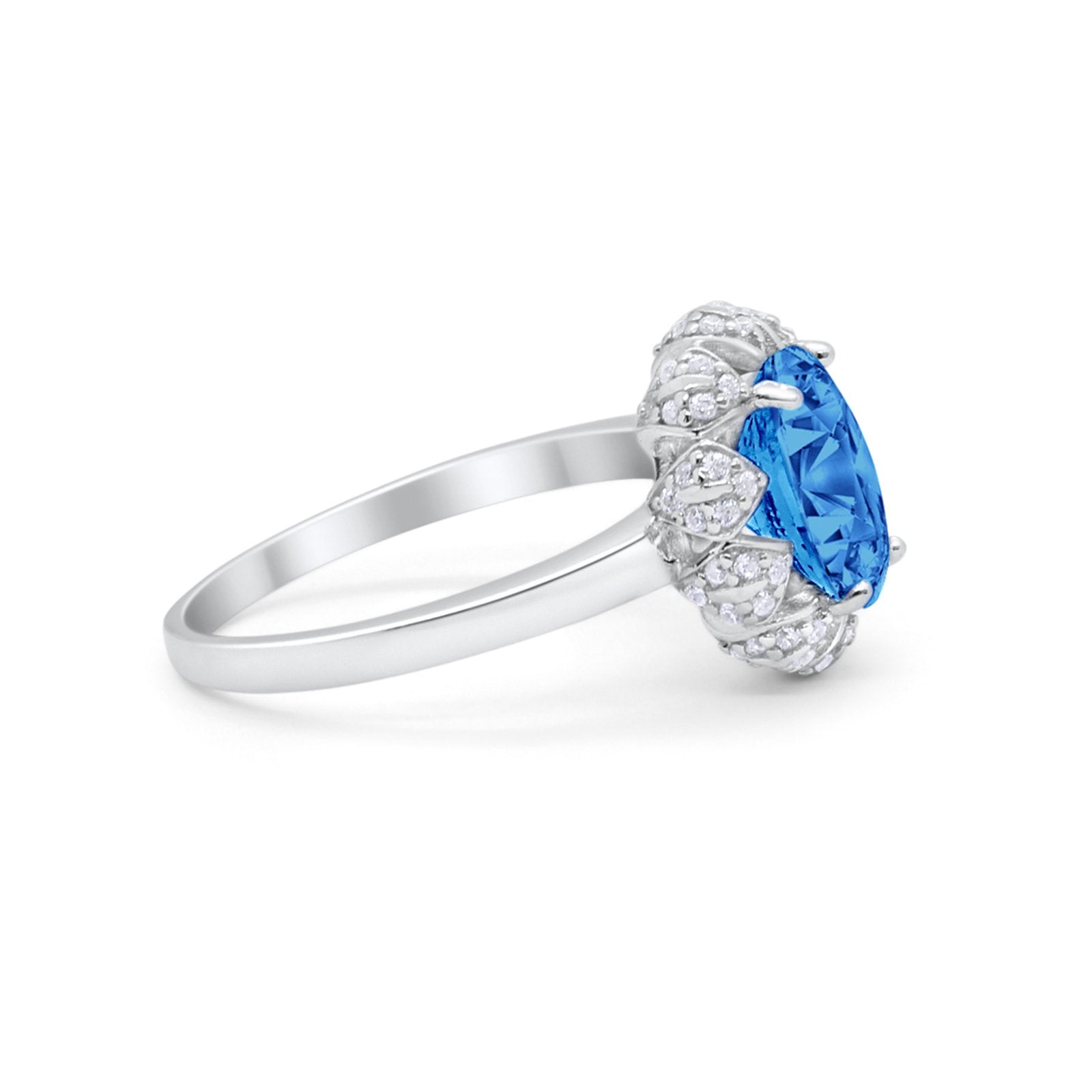 Oval Art Deco Wedding Engagement Ring Halo Round Cubic Zirconia 925 Sterling Silver