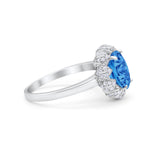 Oval Art Deco Wedding Engagement Ring Halo Round Cubic Zirconia 925 Sterling Silver