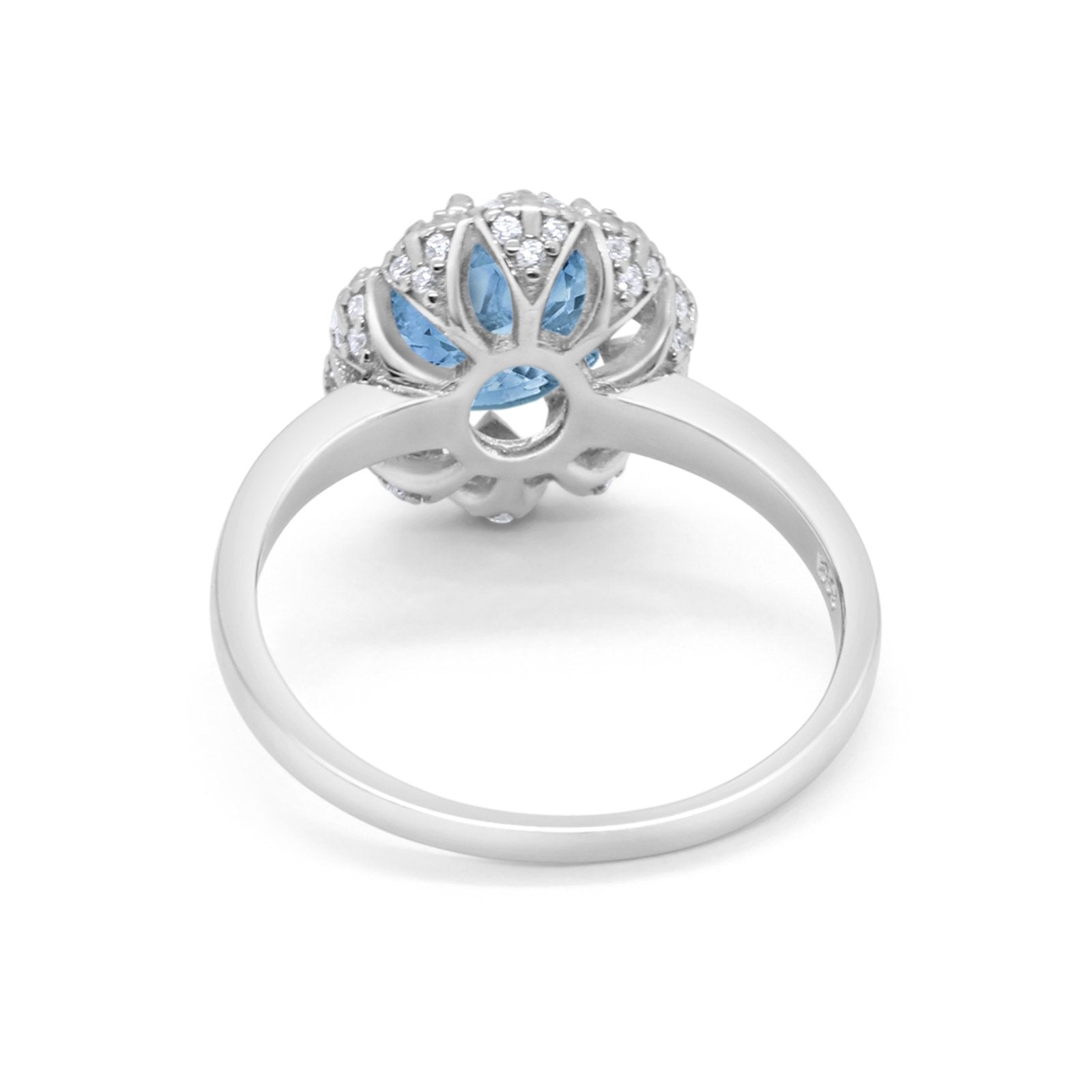Oval Art Deco Wedding Engagement Ring Halo Round Cubic Zirconia 925 Sterling Silver