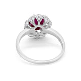 Oval Art Deco Wedding Engagement Ring Halo Round Cubic Zirconia 925 Sterling Silver