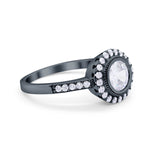 Art Deco Wedding Engagement Ring Round Bezel Cubic Zirconia 925 Sterling Silver