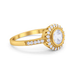 Art Deco Wedding Engagement Ring Round Bezel Cubic Zirconia 925 Sterling Silver