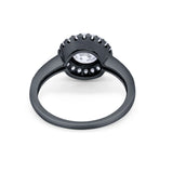 Art Deco Wedding Engagement Ring Round Bezel Cubic Zirconia 925 Sterling Silver