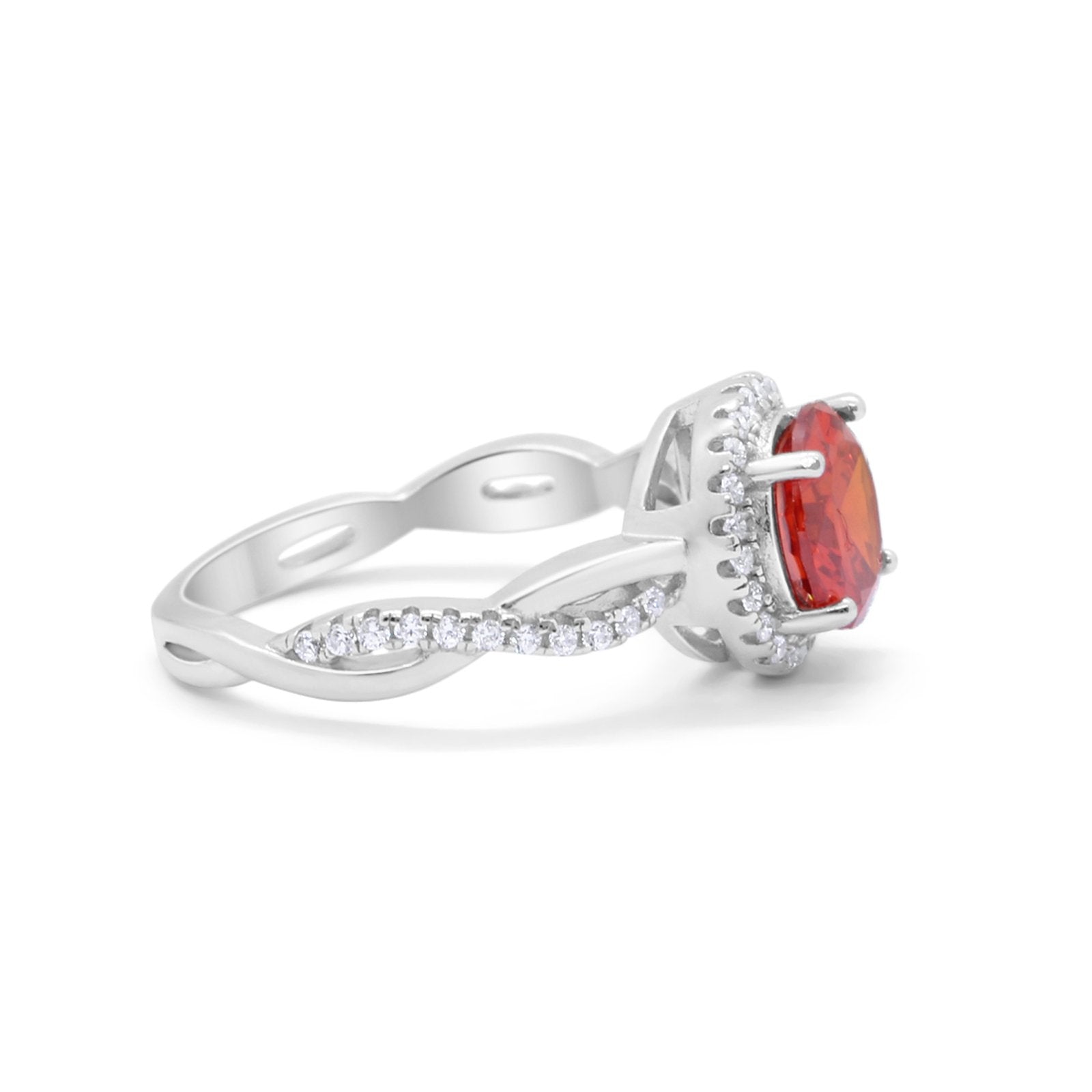 Halo Art Deco Infinity Shank Wedding Engagement Ring Round Cubic Zirconia 925 Sterling Silver