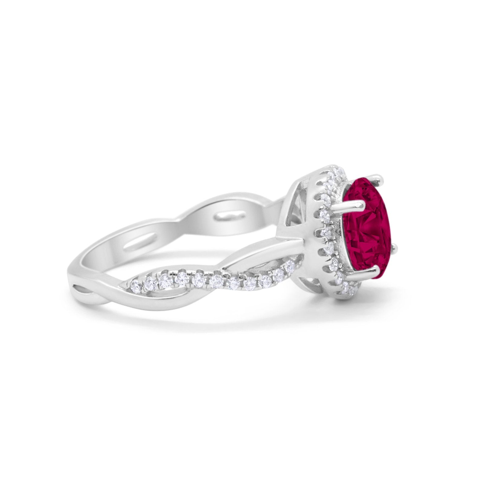 Halo Art Deco Infinity Shank Wedding Engagement Ring Round Cubic Zirconia 925 Sterling Silver