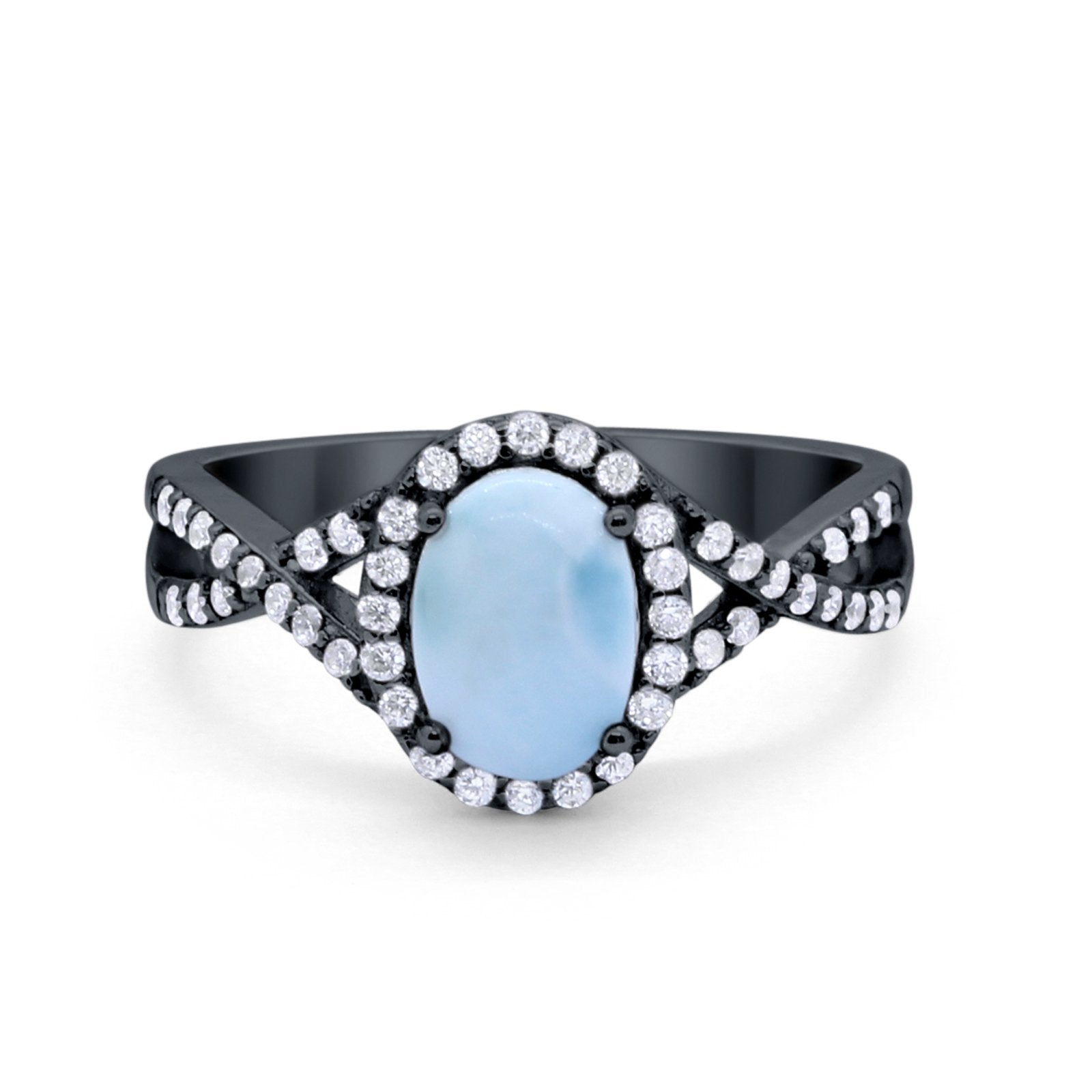 Infinity Shank Art Deco Halo Ring Oval Round Cubic Zirconia 925 Sterling Silver