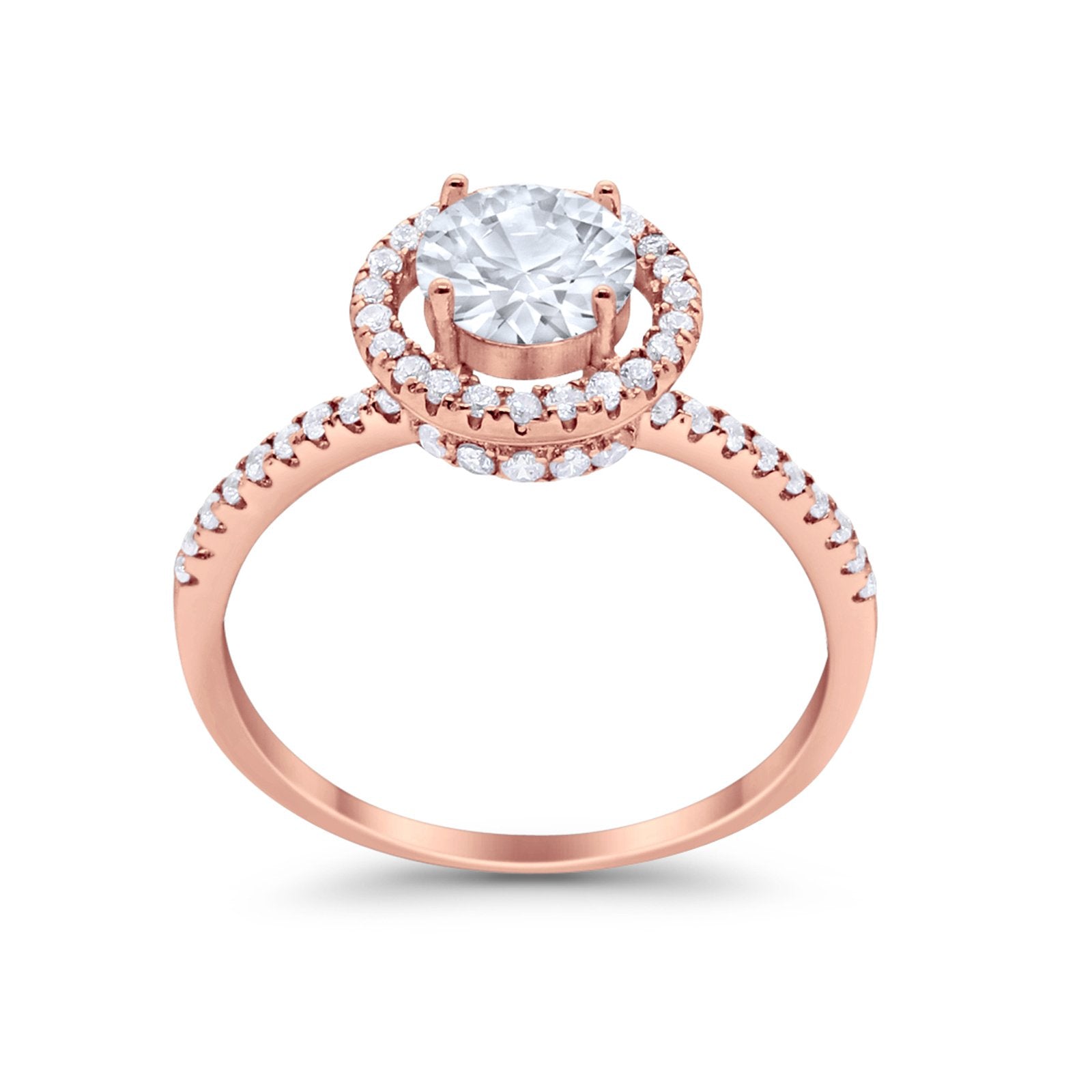 Halo Art Deco Wedding Engagement Ring Round Cubic Zirconia 925 Sterling Silver