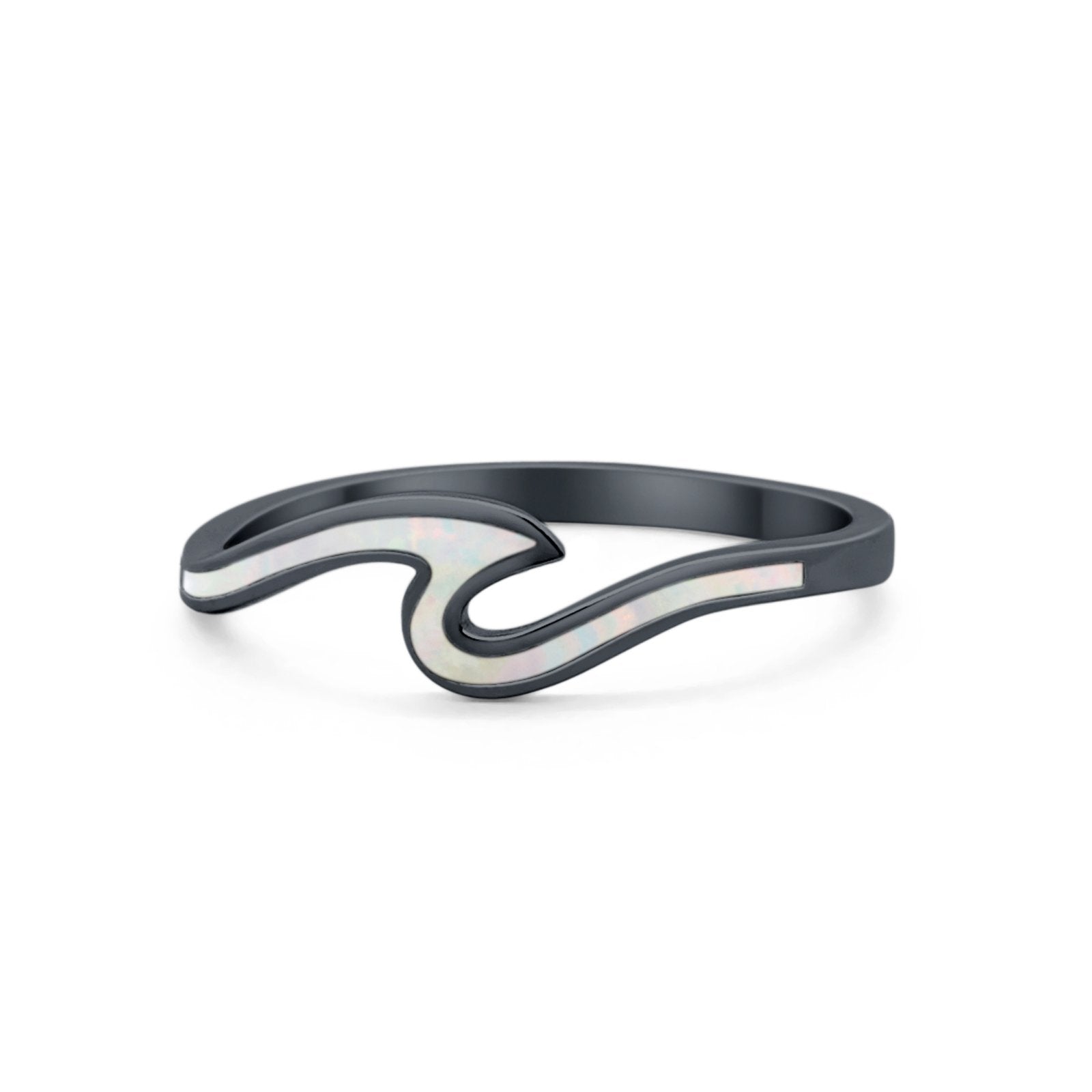 Wave Ring Band Simulated Opal 925 Sterling Silver Wave Ocean Summer
