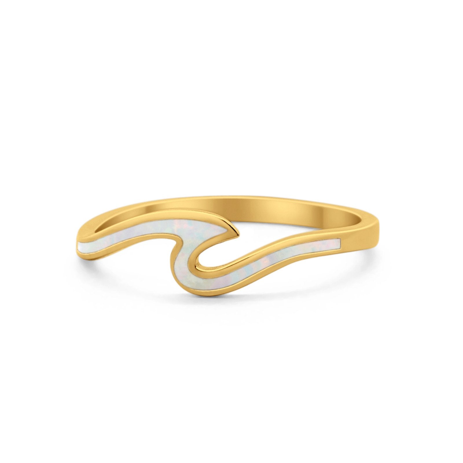 Wave Ring Band Simulated Opal 925 Sterling Silver Wave Ocean Summer