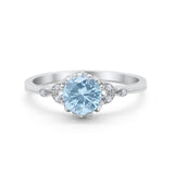 Floral Art Deco Wedding Engagement Ring Round Cubic Zirconia 925 Sterling Silver