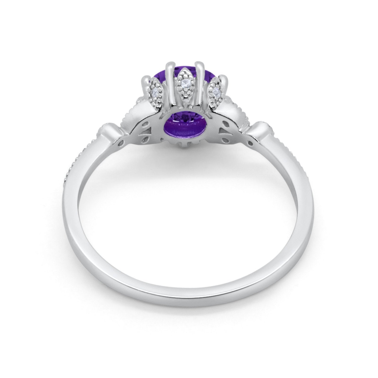 Floral Art Deco Wedding Engagement Ring Round Cubic Zirconia 925 Sterling Silver