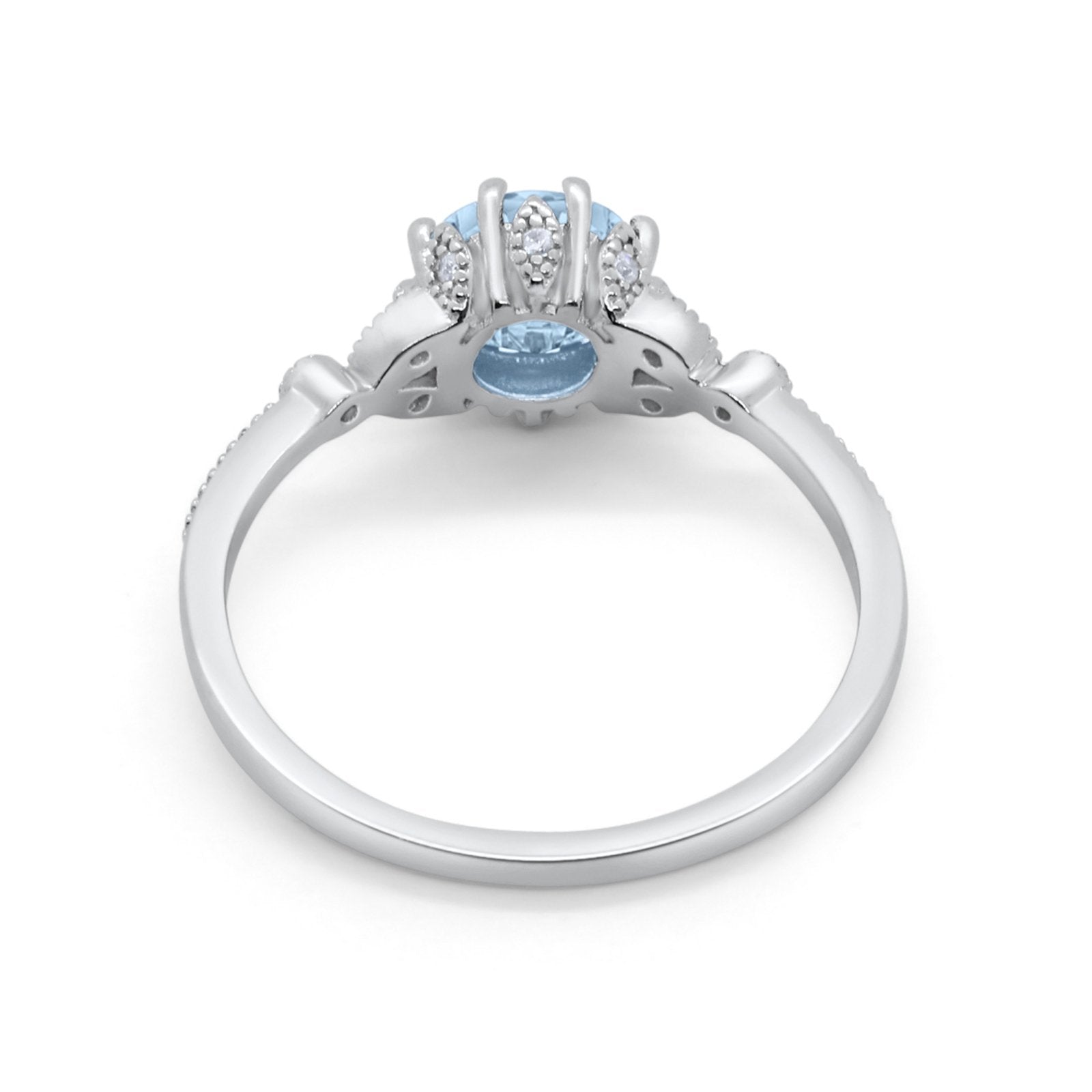 Floral Art Deco Wedding Engagement Ring Round Cubic Zirconia 925 Sterling Silver