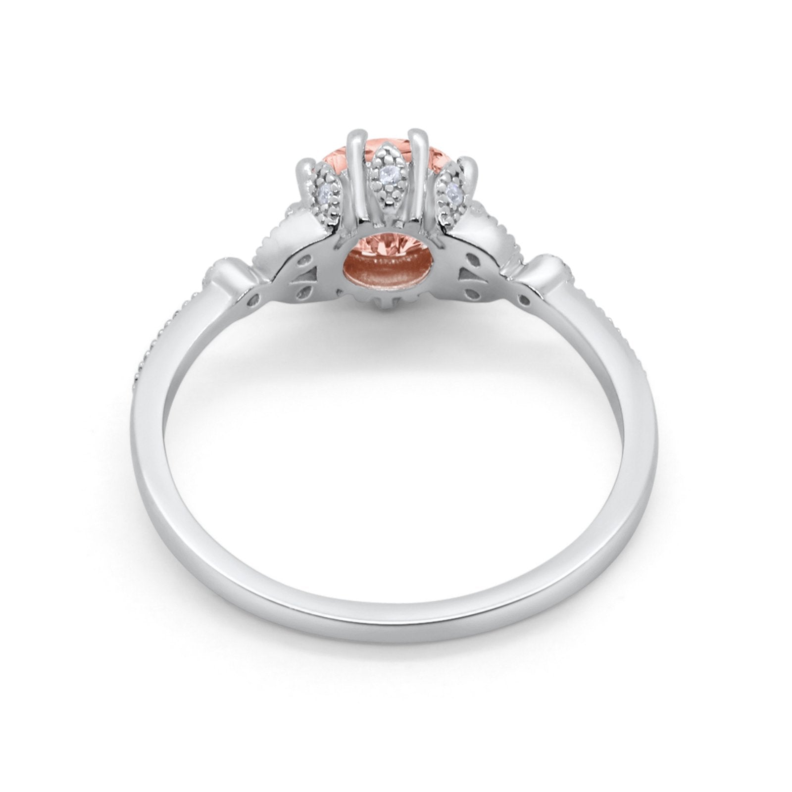 Floral Art Deco Wedding Engagement Ring Round Cubic Zirconia 925 Sterling Silver