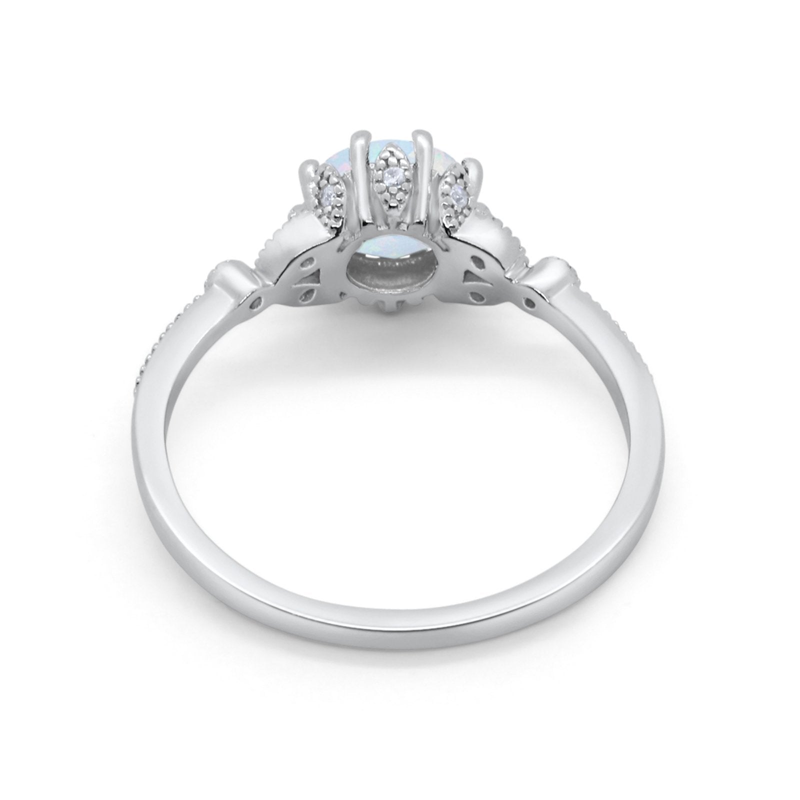 Floral Art Deco Wedding Engagement Ring Round Cubic Zirconia 925 Sterling Silver