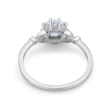 Floral Art Deco Wedding Engagement Ring Round Cubic Zirconia 925 Sterling Silver