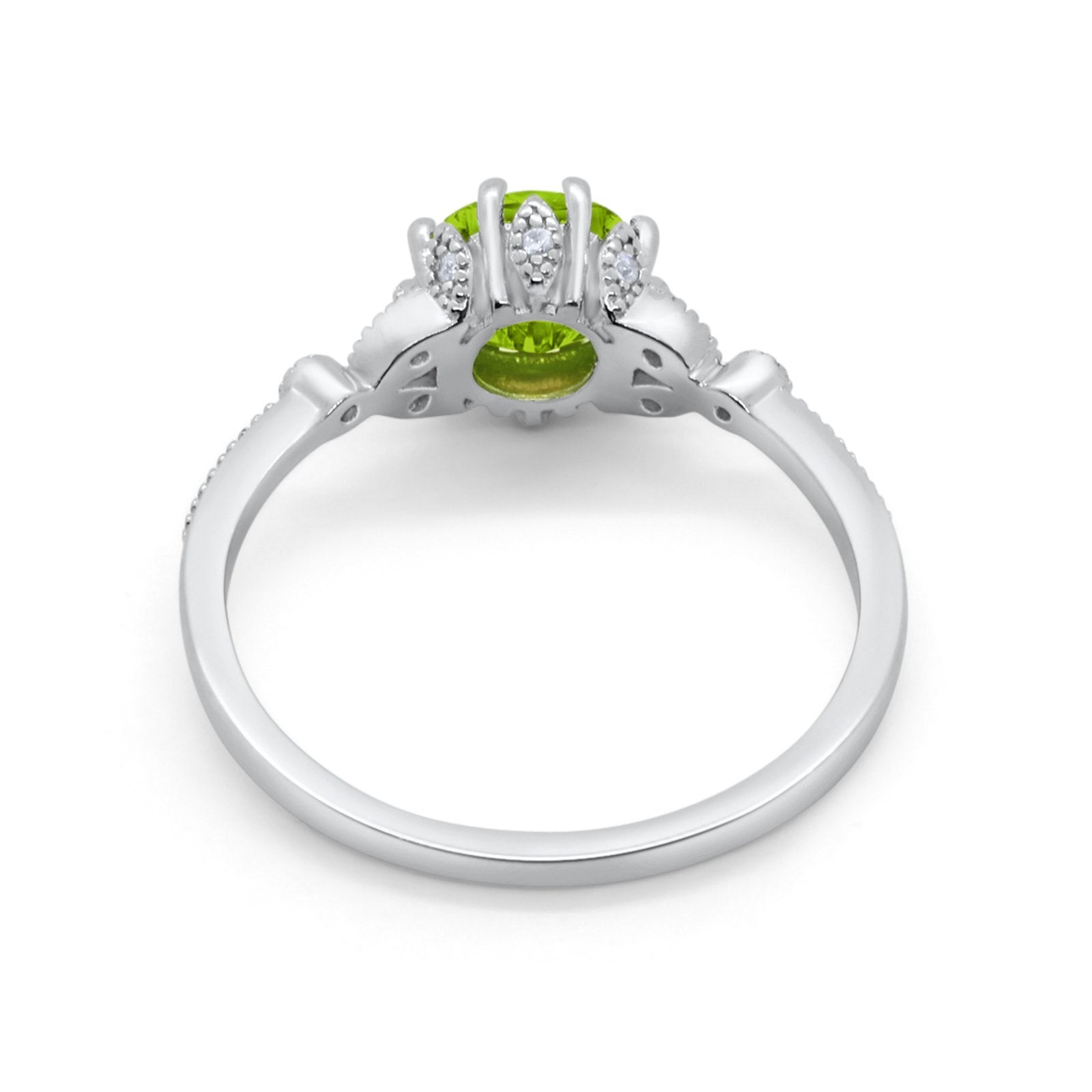 Floral Art Deco Wedding Engagement Ring Round Cubic Zirconia 925 Sterling Silver