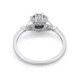 Floral Art Deco Wedding Engagement Ring Round Cubic Zirconia 925 Sterling Silver