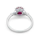 Floral Art Deco Wedding Engagement Ring Round Cubic Zirconia 925 Sterling Silver