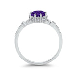 Floral Art Deco Wedding Engagement Ring Round Cubic Zirconia 925 Sterling Silver
