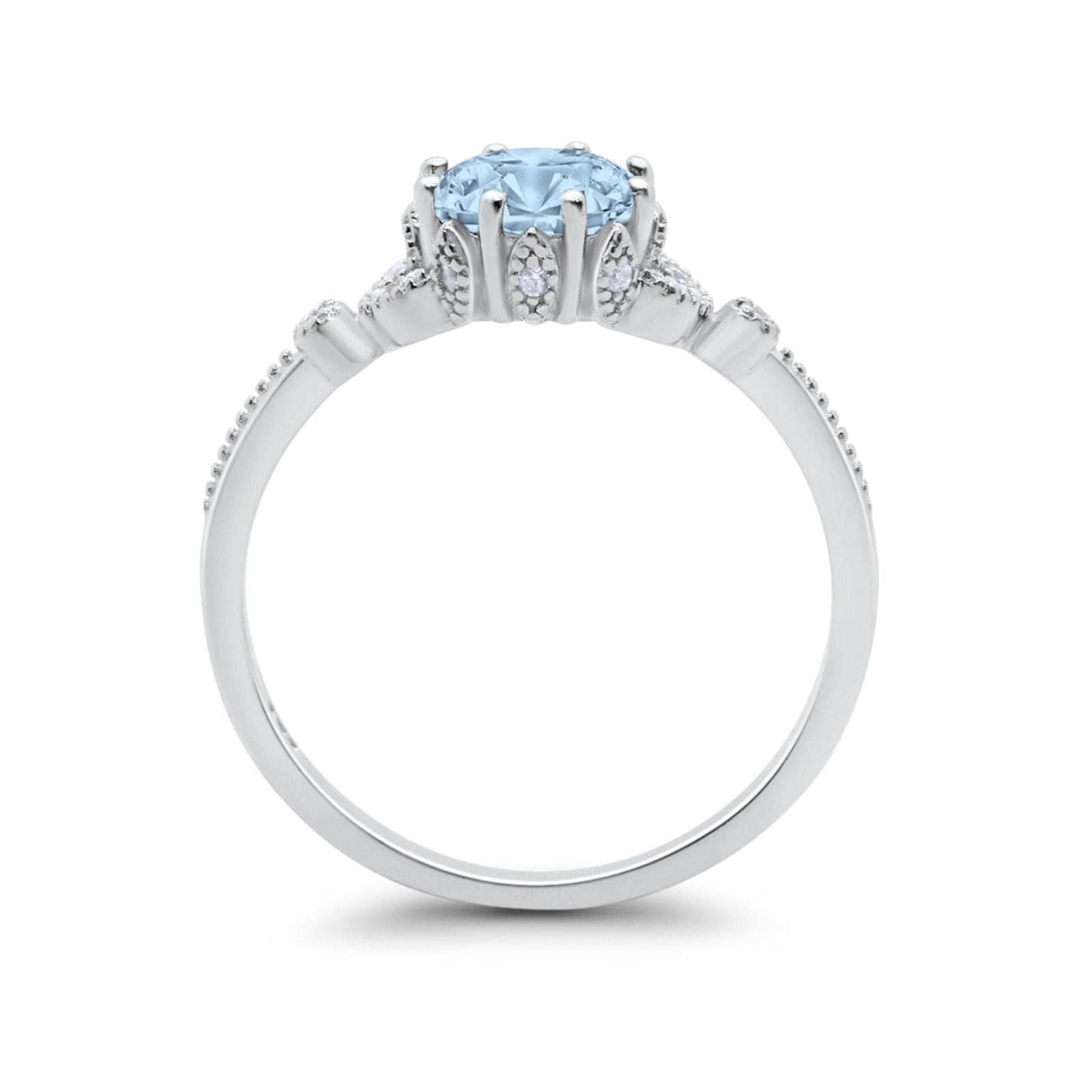 Floral Art Deco Wedding Engagement Ring Round Cubic Zirconia 925 Sterling Silver