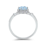 Floral Art Deco Wedding Engagement Ring Round Cubic Zirconia 925 Sterling Silver