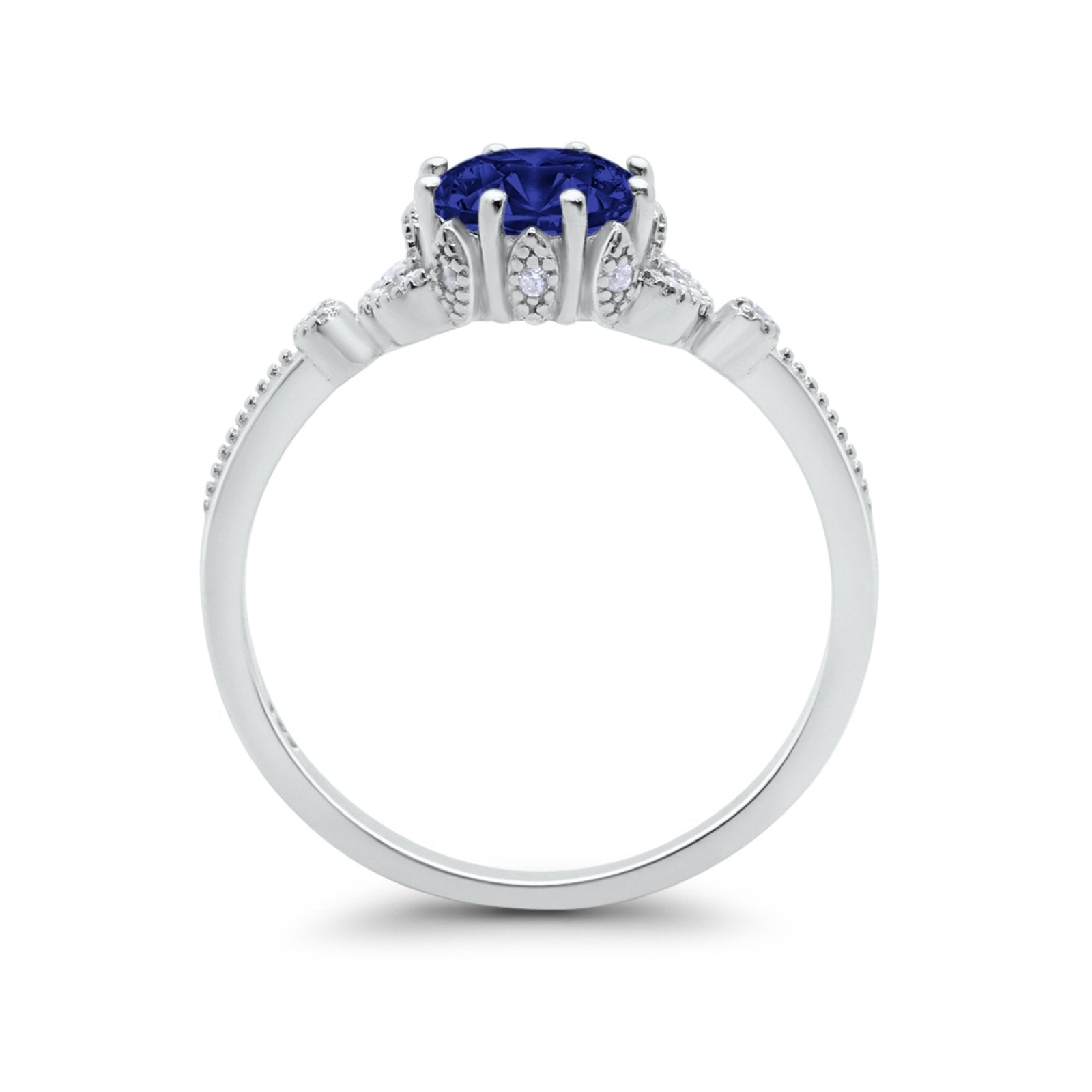 Floral Art Deco Wedding Engagement Ring Round Cubic Zirconia 925 Sterling Silver