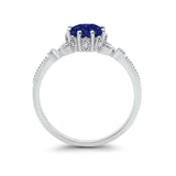 Floral Art Deco Wedding Engagement Ring Round Cubic Zirconia 925 Sterling Silver