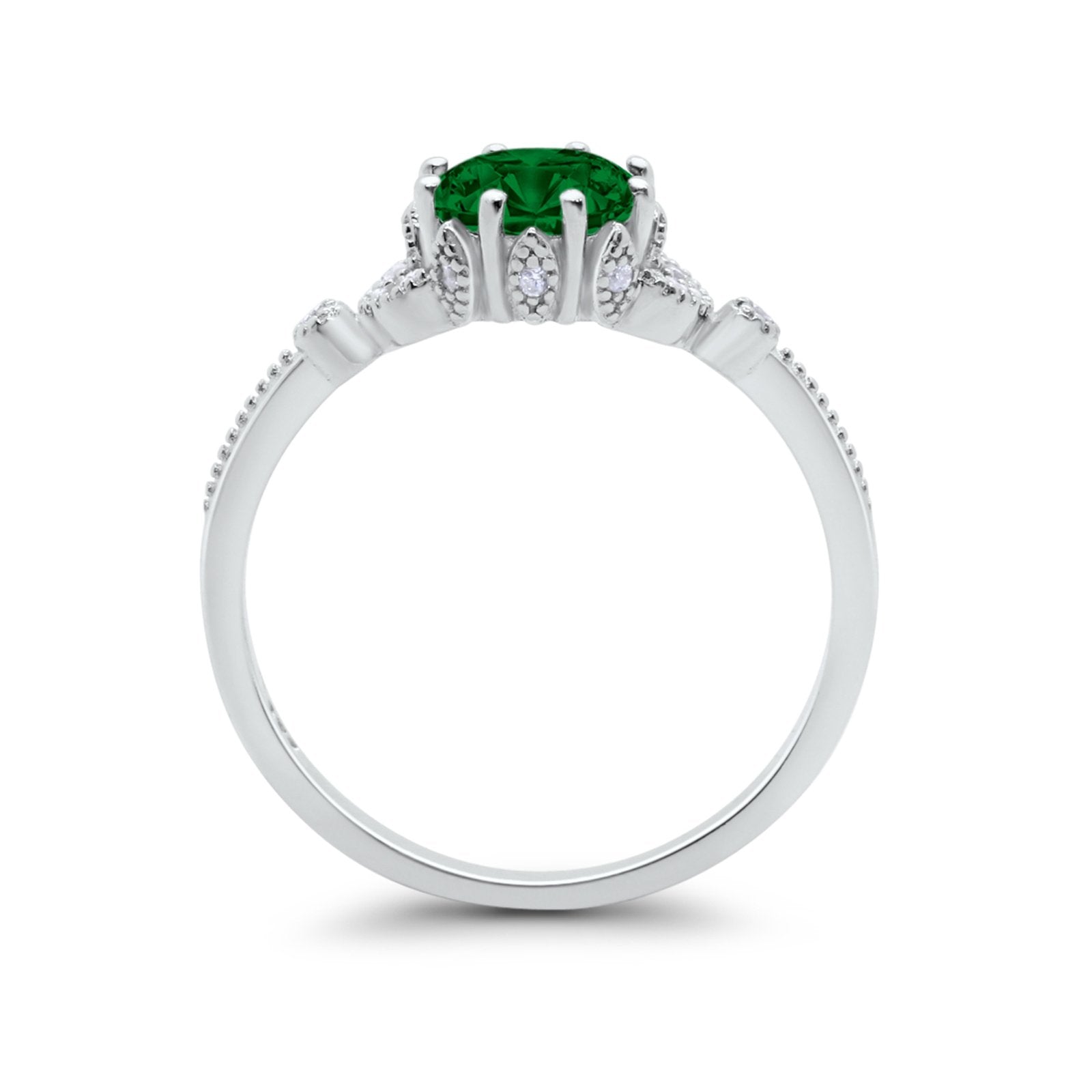 Floral Art Deco Wedding Engagement Ring Round Cubic Zirconia 925 Sterling Silver