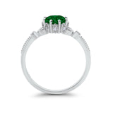 Floral Art Deco Wedding Engagement Ring Round Cubic Zirconia 925 Sterling Silver