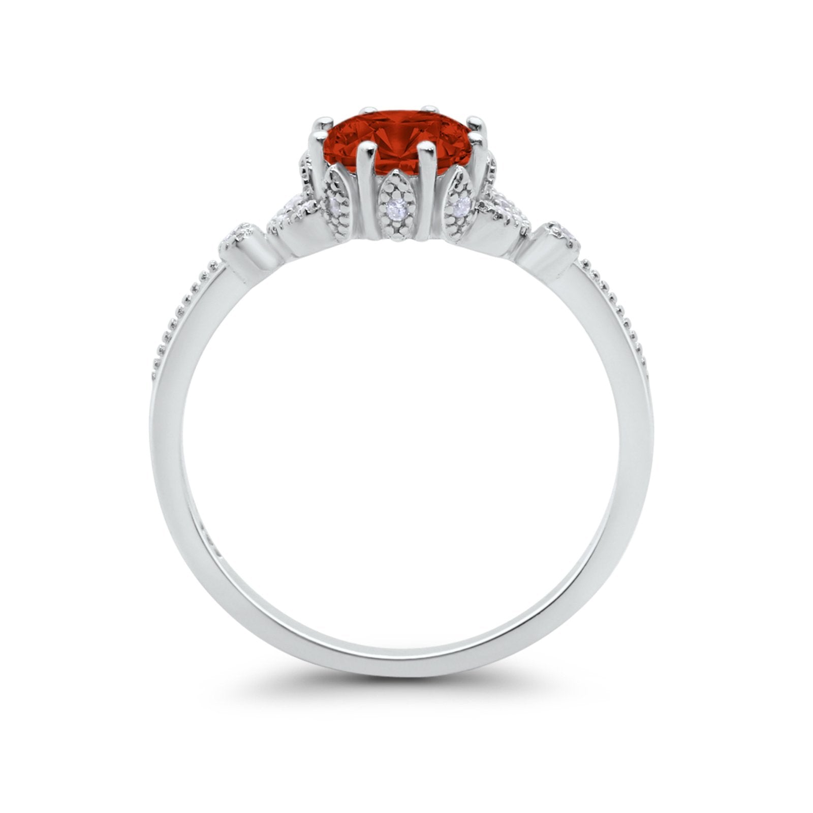 Floral Art Deco Wedding Engagement Ring Round Cubic Zirconia 925 Sterling Silver