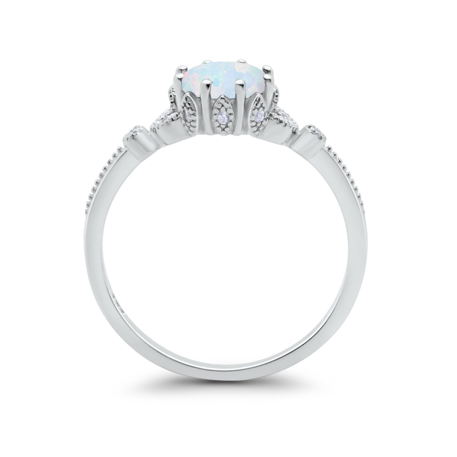 Floral Art Deco Wedding Engagement Ring Round Cubic Zirconia 925 Sterling Silver
