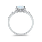 Floral Art Deco Wedding Engagement Ring Round Cubic Zirconia 925 Sterling Silver